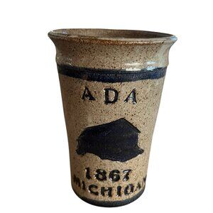 Vintage Stoneware ADA Michigan 1867 Commemorative Pottery Vase Glazed 6.5" USA T